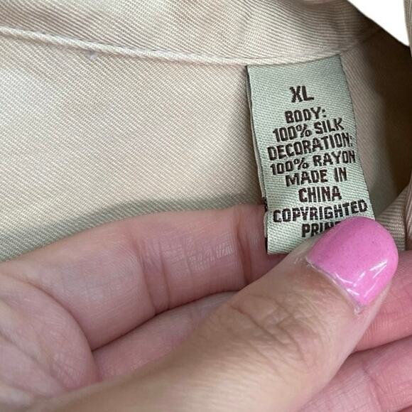 Tommy Bahama Mens RumFellas Silk Button Up Embroidered Tan Sz XL Maduro - Picture 5 of 10